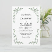 Eucalyptus Greenery Elegant Modern QR Code Wedding 招待状 (スタンド正面)