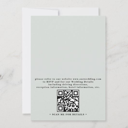 Eucalyptus Greenery Elegant Modern QR Code Wedding 招待状 (裏面)