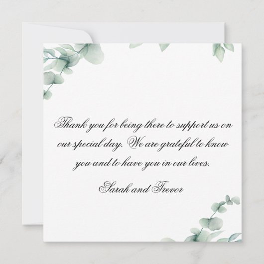 Eucalyptus Greenery Elegant Watercolor Thank You  (裏面)