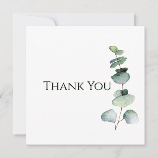 Eucalyptus Greenery Elegant Watercolor Thank You  (正面)