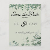 Eucalyptus Greenery Elegant Wedding Save the Date ポストカード (正面)