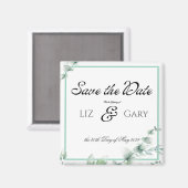 Eucalyptus Greenery Elegant Wedding Save the Date マグネット (正面/裏面)