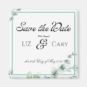Eucalyptus Greenery Elegant Wedding Save the Date マグネット (正面)