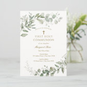 Eucalyptus Greenery First Communion Religious 招待状 (スタンド正面)