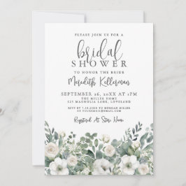 Eucalyptus Greenery Floral Bridal Shower 招待状