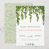 Eucalyptus Greenery & Floral Scalloped Wedding Inv 招待状 (正面/裏面)