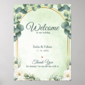 Eucalyptus Greenery Floral Welcome to Our Wedding ポスター (正面)