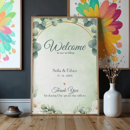 Eucalyptus Greenery Floral Welcome to Our Wedding ポスター