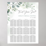 Eucalyptus Greenery Garden Bridal Shower Seating ポスター<br><div class="desc">This elegant design features soft watercolor greenery and modern typography. 
Perfect for wedding,  bridal shower,  baby shower,  hens night,  baptism etc</div>