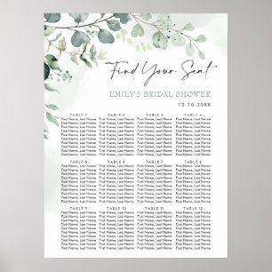 Eucalyptus Greenery Garden Bridal Shower Seating ポスター