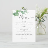 Eucalyptus Greenery Garden Wedding. Elegant Script メニュー (スタンド正面)