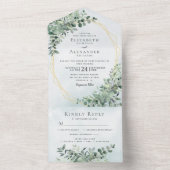Eucalyptus Greenery Gold All in One Wedding Invite オールインワン招待状 (内側)