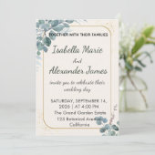 Eucalyptus Greenery Gold Foil Minimalist Wedding I 招待状 (スタンド正面)