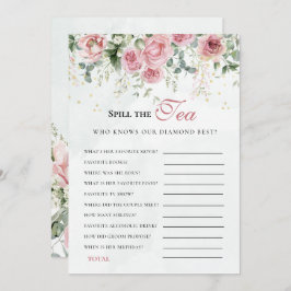 Eucalyptus Greenery Gold Leaves Bridal Shower game 招待状