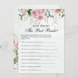 Eucalyptus Greenery Gold Leaves Bridal Shower game 招待状