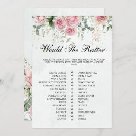 Eucalyptus Greenery Gold Leaves Bridal Shower game 招待状