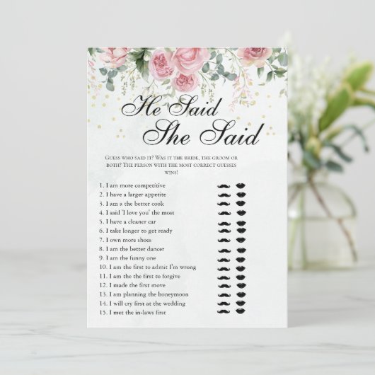 Eucalyptus Greenery Gold Leaves Bridal Shower game 招待状 (スタンド正面)