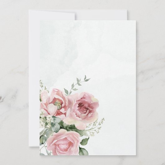 Eucalyptus Greenery Gold Leaves Bridal Shower game 招待状 (裏面)