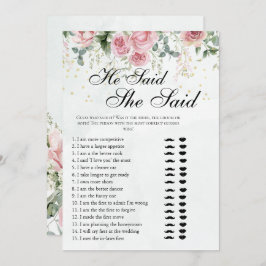 Eucalyptus Greenery Gold Leaves Bridal Shower game 招待状