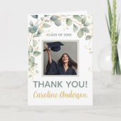 Eucalyptus Greenery Graduation Party サンキューカード (正面)