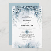 Eucalyptus Greenery Gum Botanical Rustic  Wedding 招待状 (正面/裏面)