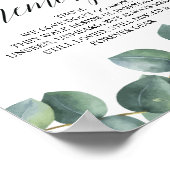 Eucalyptus Greenery In Loving Memory Memorial Sign ポスター (角)