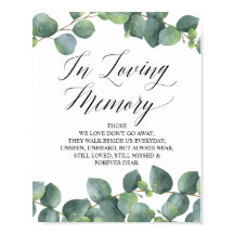 Eucalyptus Greenery In Loving Memory Memorial Sign