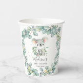 Eucalyptus Greenery Koala Baby Boy Shower Birthday 紙コップ (正面)