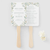 Eucalyptus Greenery Leaves Boho Wedding Program ハンドファン (正面&裏面)