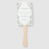 Eucalyptus Greenery Leaves Boho Wedding Program ハンドファン (正面)