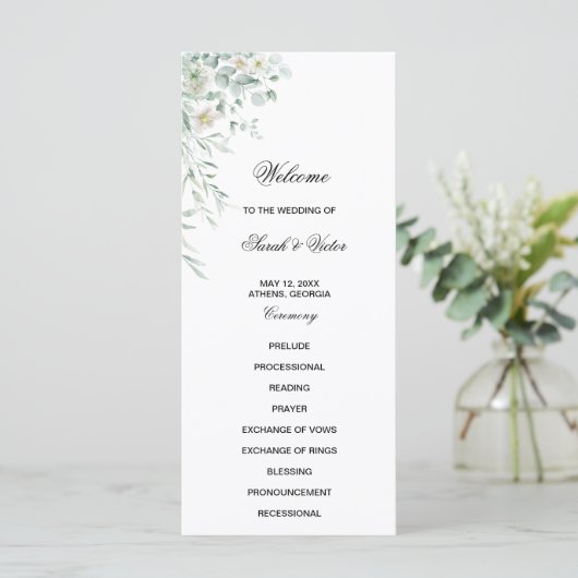 Eucalyptus Greenery Leaves Program Card メニュー (スタンド正面)