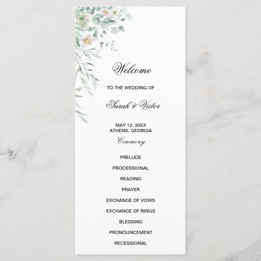 Eucalyptus Greenery Leaves Program Card メニュー (正面)