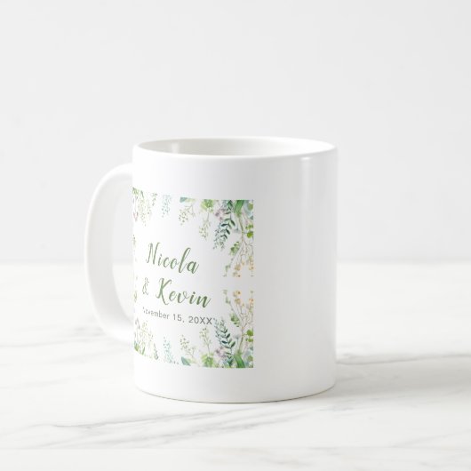 Eucalyptus Greenery Leaves Wedding コーヒーマグカップ (正面左)