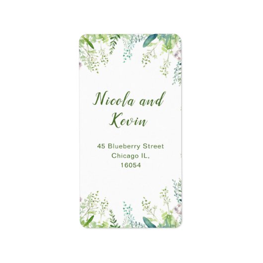 Eucalyptus Greenery Leaves Wedding  ラベル (正面)