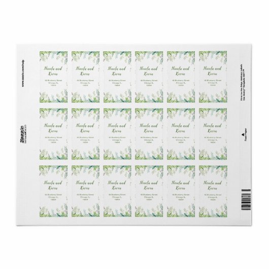 Eucalyptus Greenery Leaves Wedding  ラベル (フルシート)