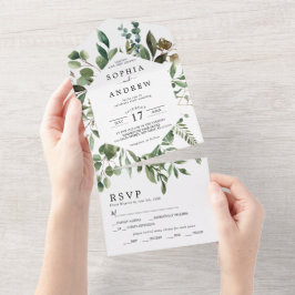Eucalyptus Greenery Leaves Wedding All In One Invi オールインワン招待状