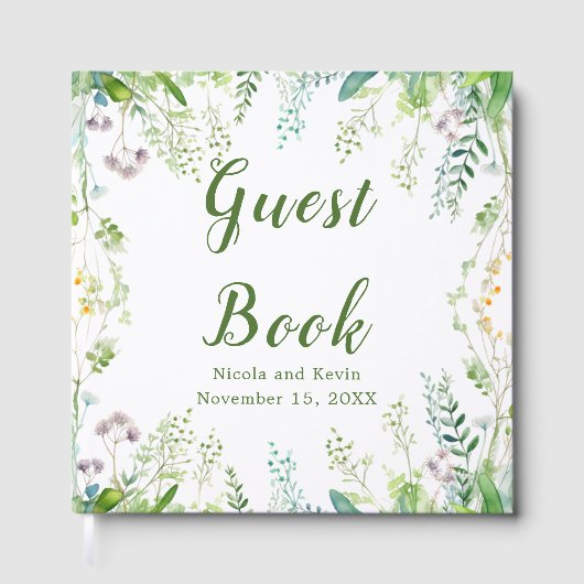Eucalyptus Greenery Leaves Wedding Guest Book ゲストブック (正面)