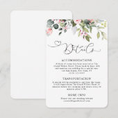 Eucalyptus Greenery Pink Floral Wedding Details エンクロージャーカード (正面/裏面)