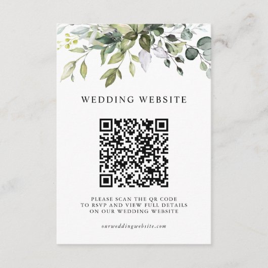 Eucalyptus Greenery QR Code RSVP Wedding Details エンクロージャーカード (正面)