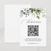 Eucalyptus Greenery QR Code RSVP Wedding Details エンクロージャーカード (正面/裏面)