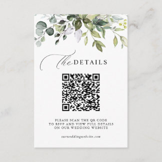 Eucalyptus Greenery QR Code RSVP Wedding Details エンクロージャーカード