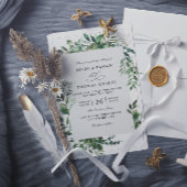 Eucalyptus Greenery Rustic Budget QR Code Wedding 招待状