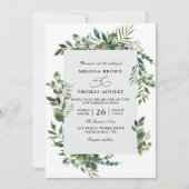 Eucalyptus Greenery Rustic Budget QR Code Wedding 招待状 (正面)