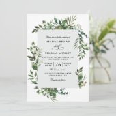 Eucalyptus Greenery Rustic Budget QR Code Wedding 招待状 (スタンド正面)