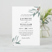 Eucalyptus Greenery Rustic Elegant QR Code Wedding 招待状 (スタンド正面)
