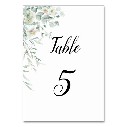 Eucalyptus Greenery Table Number Card テーブルナンバー (正面)