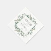 Eucalyptus Greenery Wedding スタンダードカクテルナプキン (角)