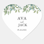 eucalyptus greenery wedding ハートシール (正面)