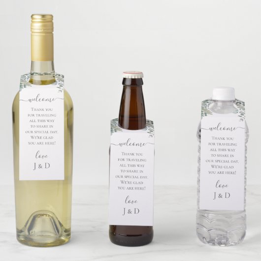 Eucalyptus Greenery Wedding ボトルネックタグ (インサイチュ)