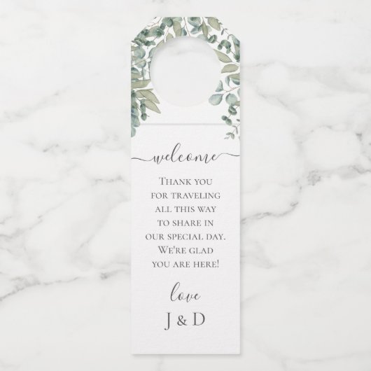 Eucalyptus Greenery Wedding ボトルネックタグ (裏面)